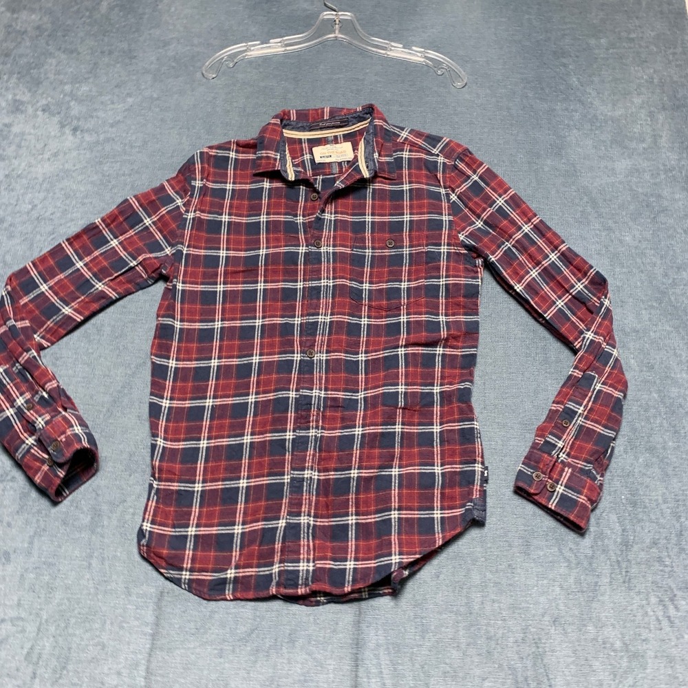 On The Road Flannel Shirt Mens Medium Multicolor Plaid Long Sleeve Slim Fit